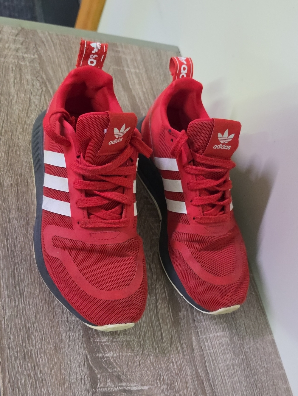 adidas Kids Red Sneakers with White Stripes